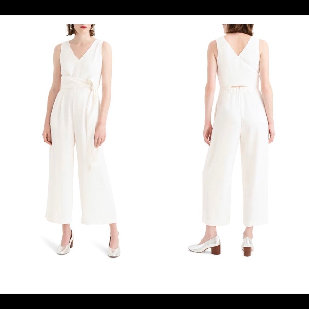 J crew white crepe jumpsuit